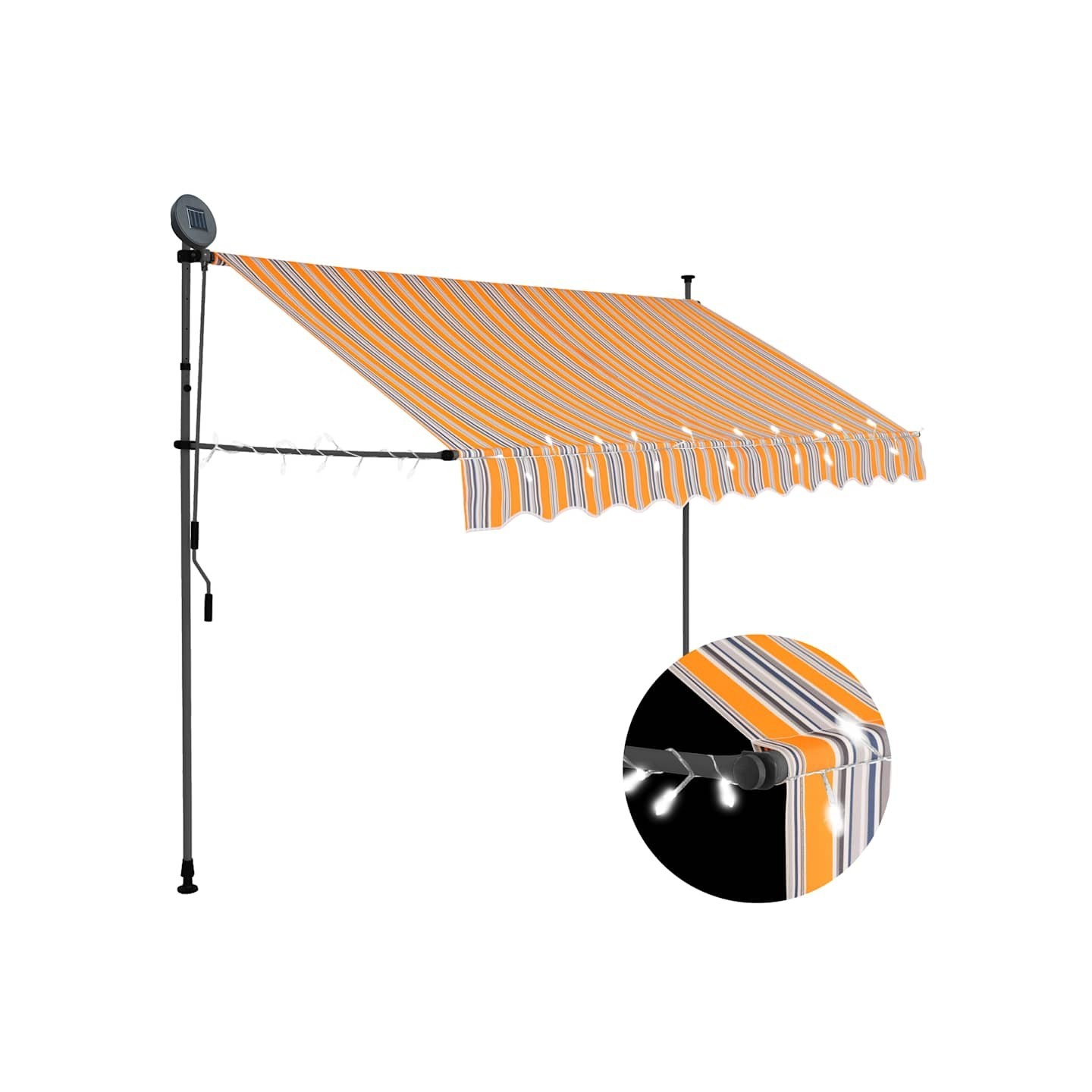 Auvent manuel rétractable avec LED 300 cm Jaune et bleu