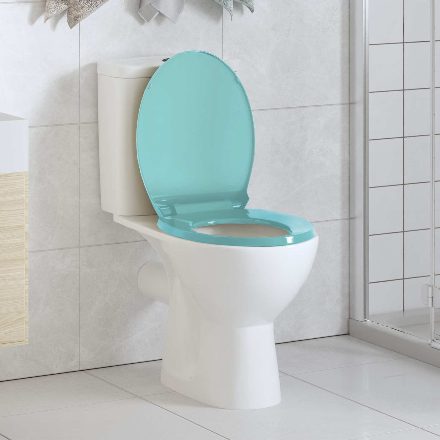 Siège de toilette à fermeture en douceur Vert Ovale