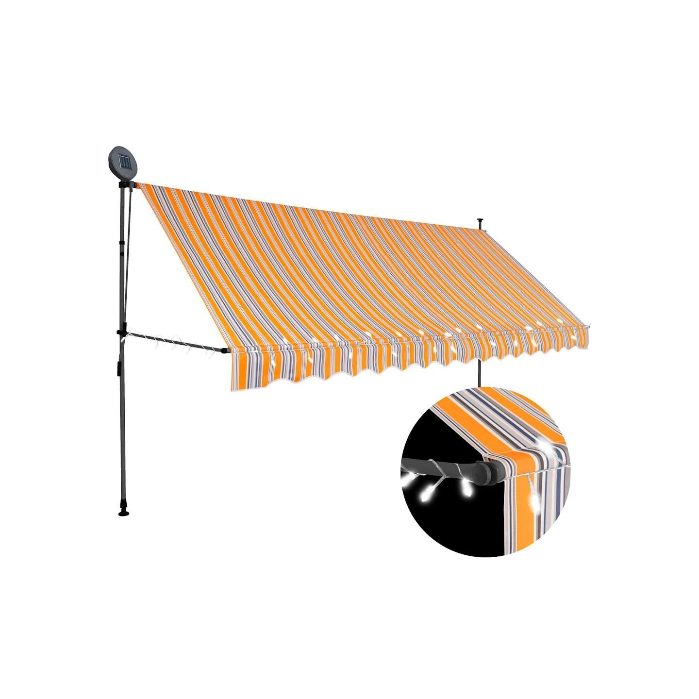 Auvent manuel rétractable avec LED 400 cm Jaune et bleu