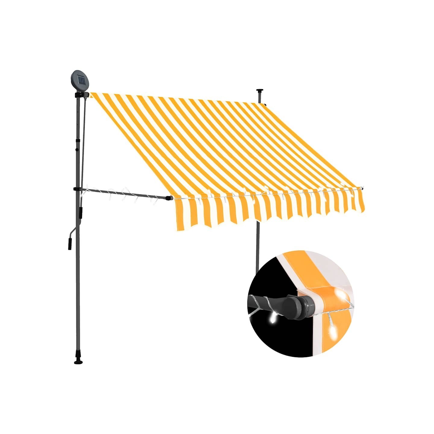 Auvent manuel rétractable avec LED 100 cm Blanc et orange