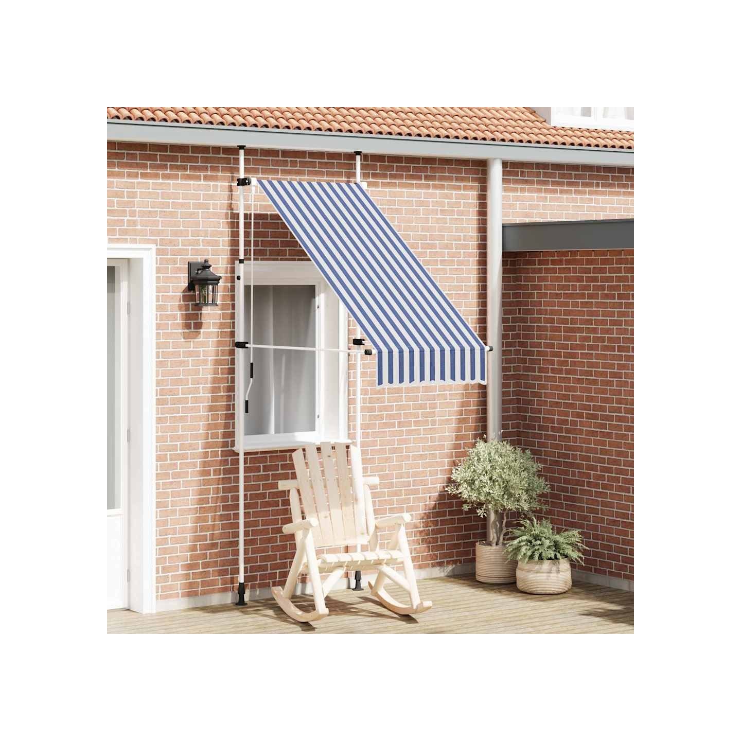Auvent rétractable manuel 100 cm Rayures bleues et blanches