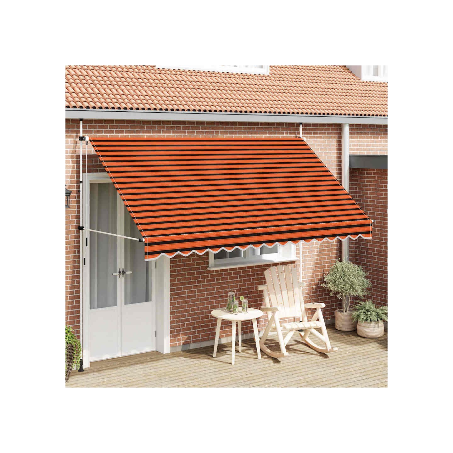 Auvent manuel rétractable 350 cm Orange et marron