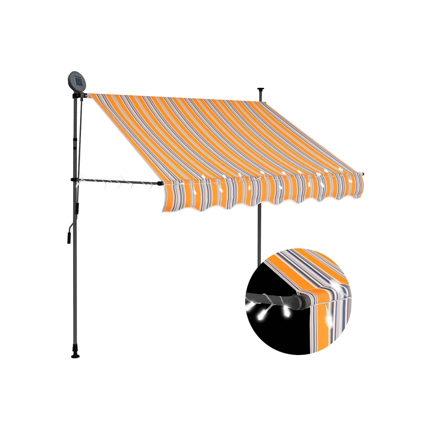 Auvent manuel rétractable avec LED 150 cm Jaune et bleu
