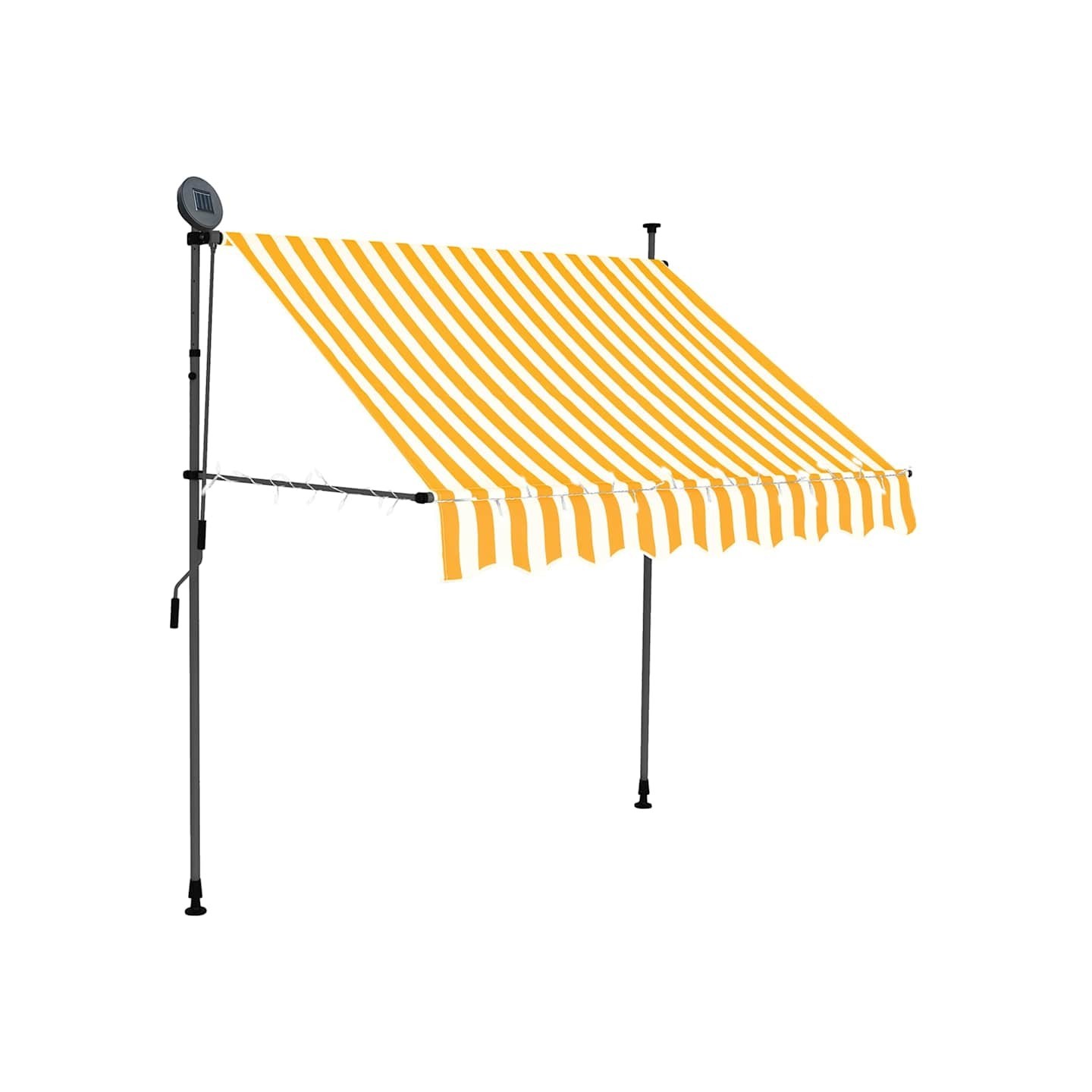 Auvent manuel rétractable avec LED 150 cm Blanc et orange