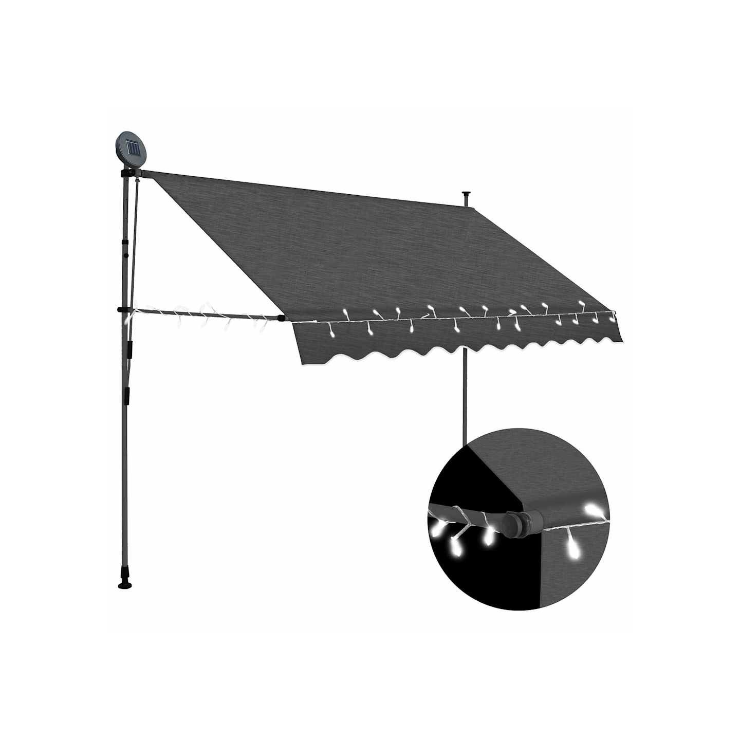 Auvent manuel rétractable avec LED 250 cm Anthracite