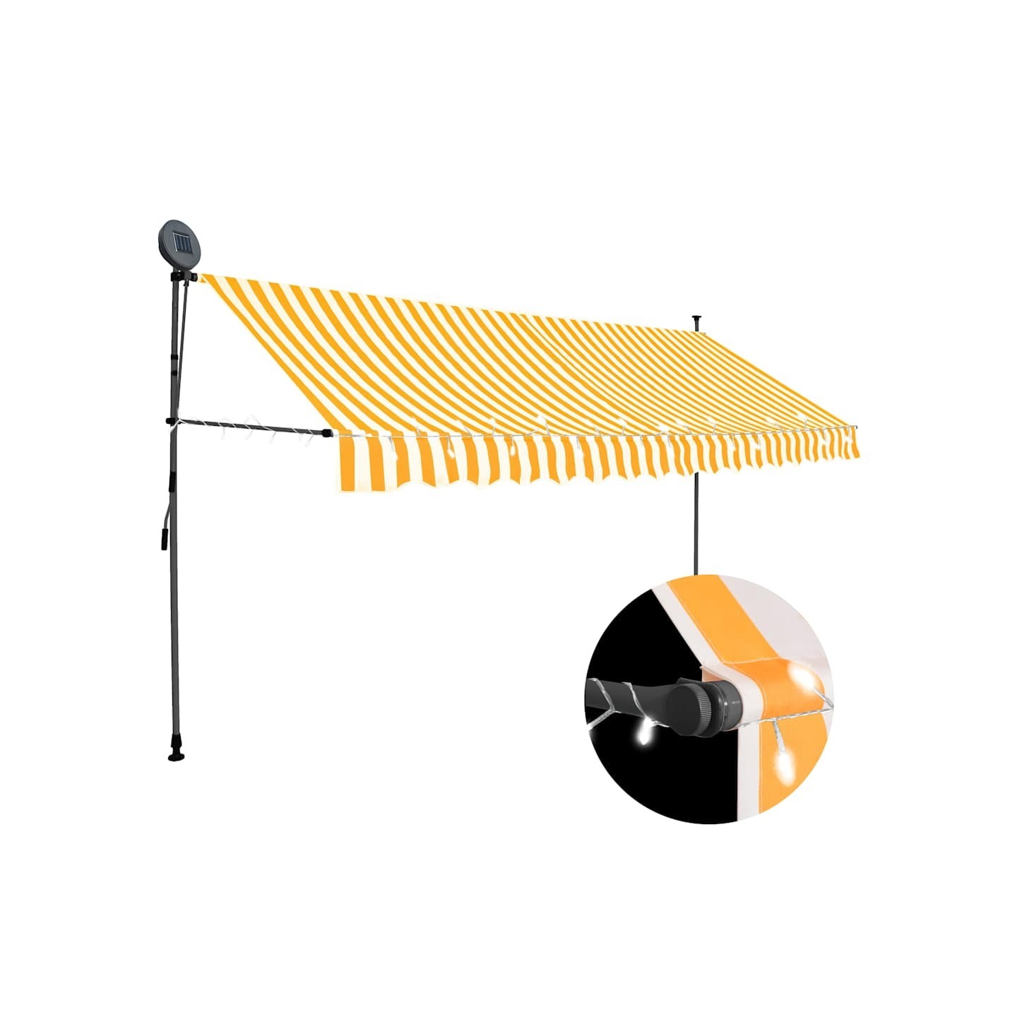 Auvent manuel rétractable avec LED 350 cm Blanc et orange