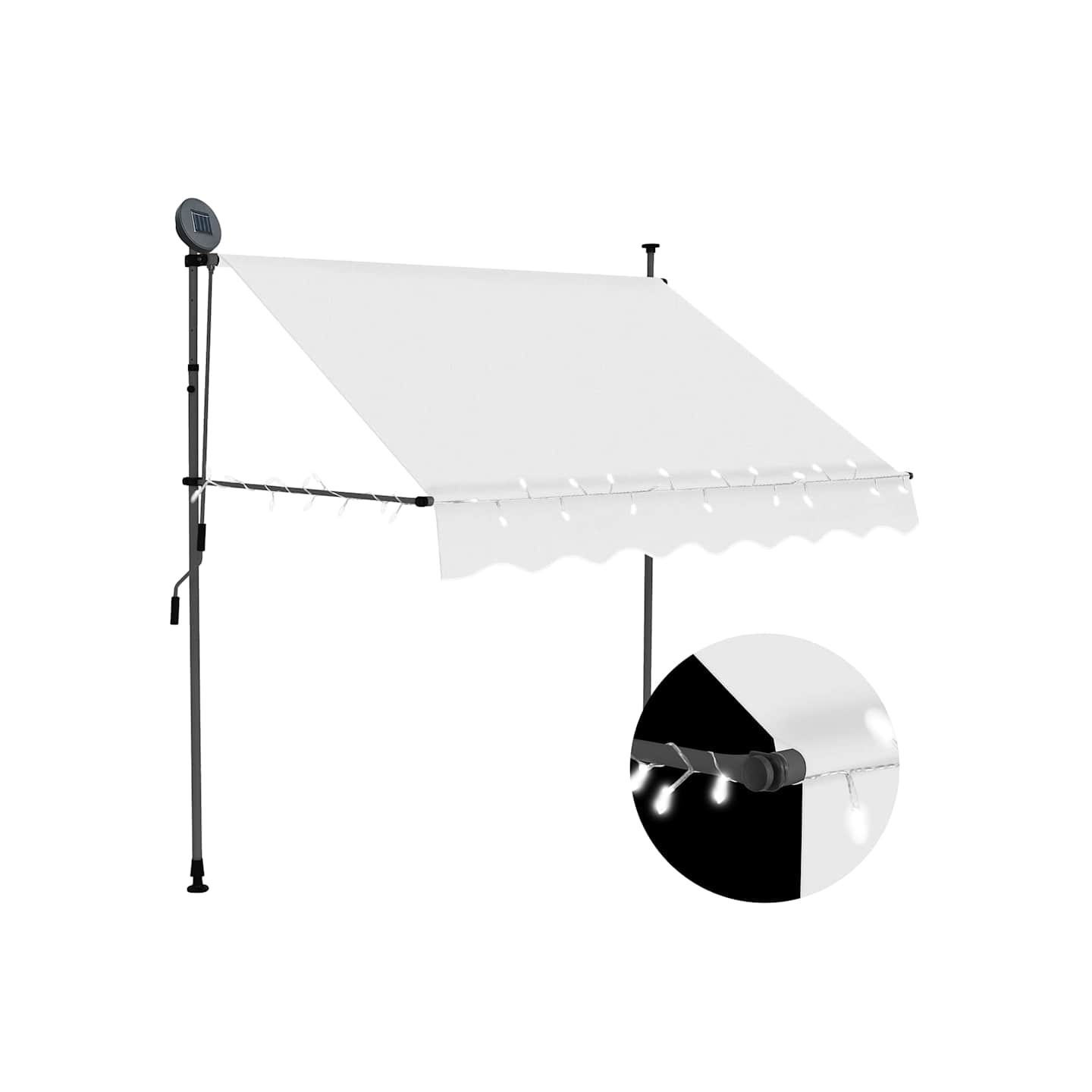 Auvent manuel rétractable avec LED 150 cm Crème