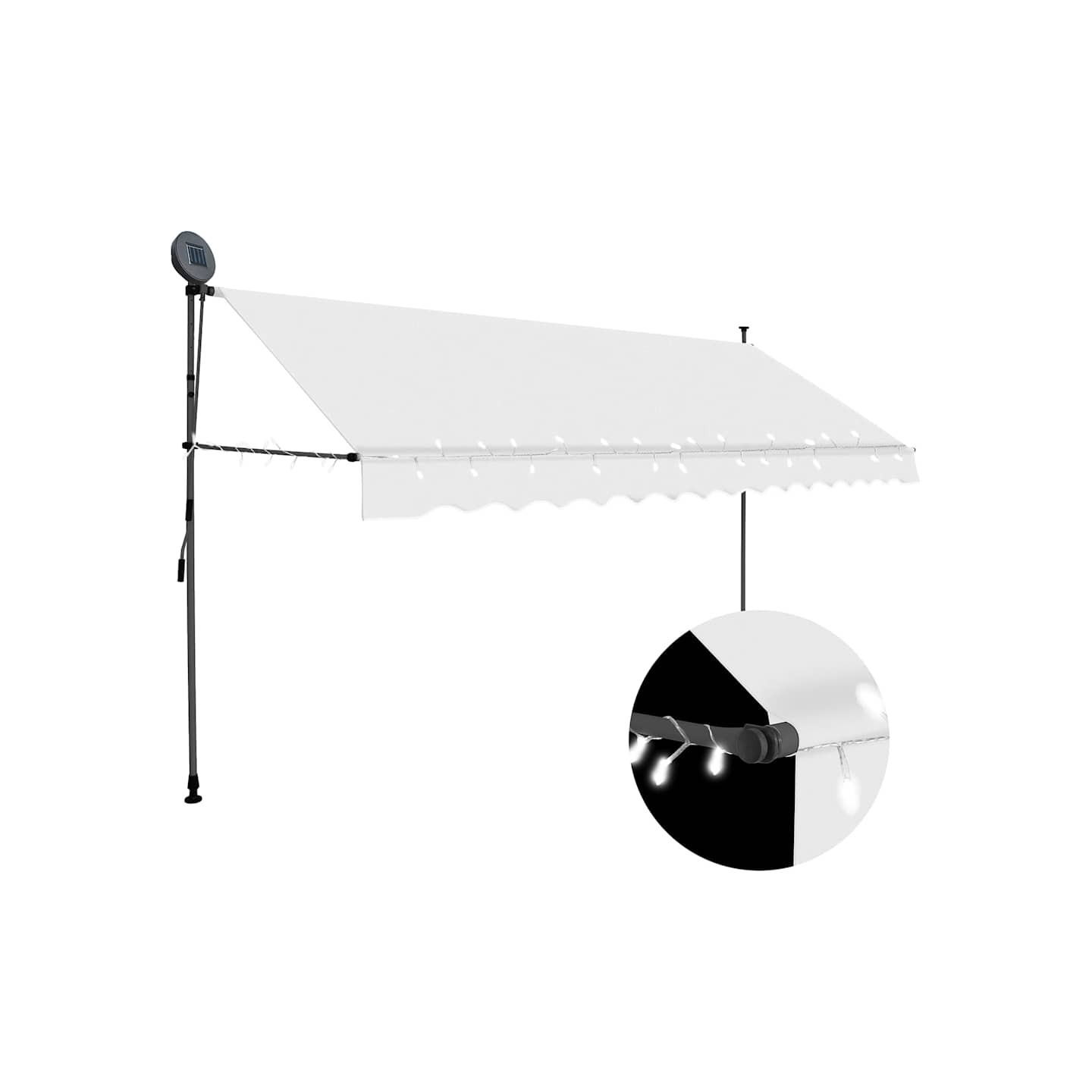Auvent manuel rétractable avec LED 400 cm Crème