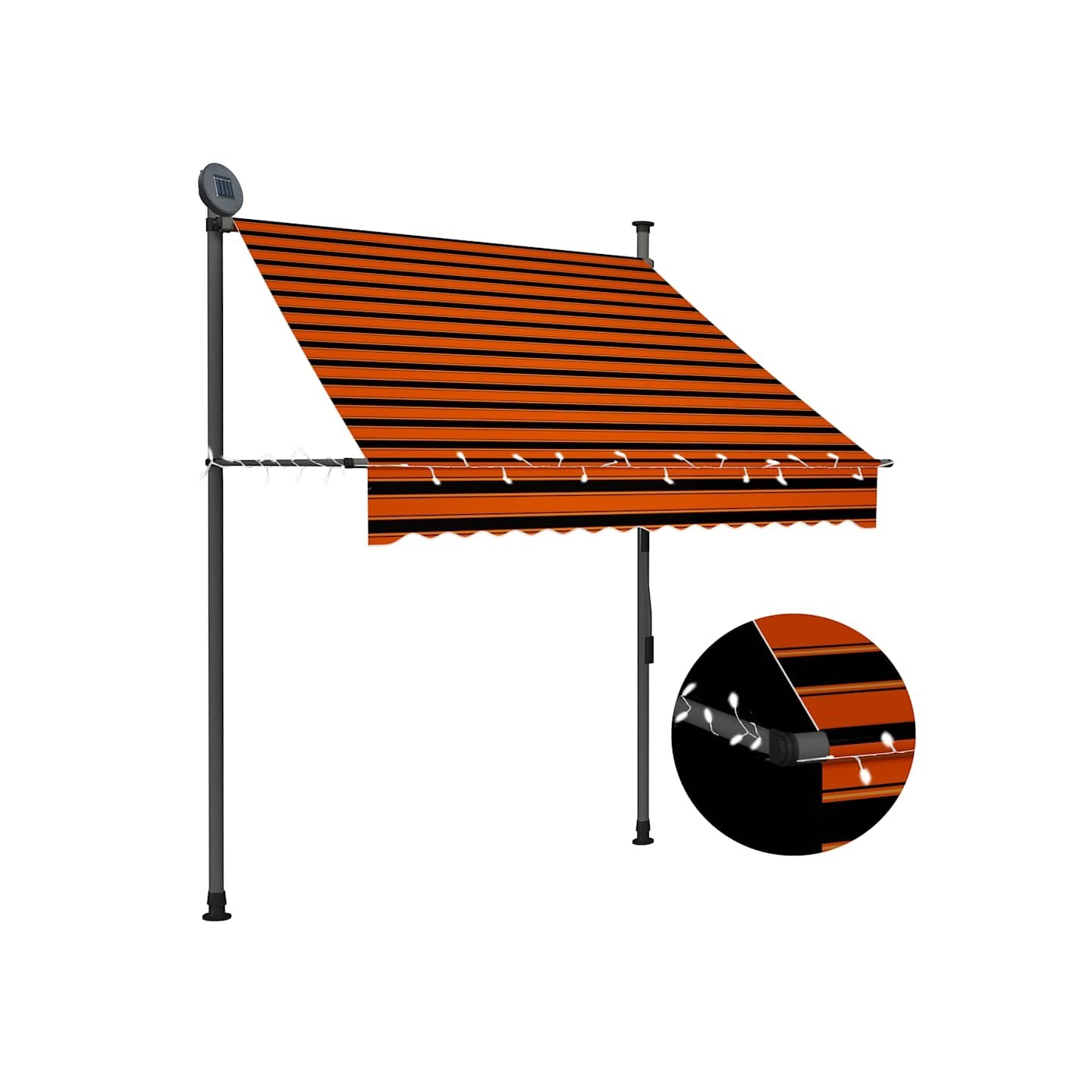 Auvent manuel rétractable avec LED 150 cm Orange et marron