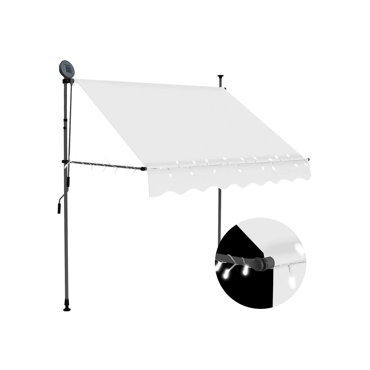Auvent manuel rétractable avec LED 200 cm Crème