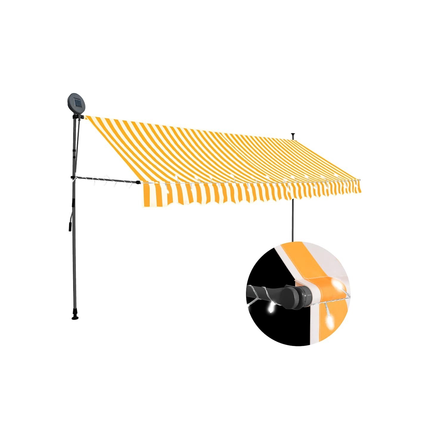 Auvent manuel rétractable avec LED 400 cm Blanc et orange
