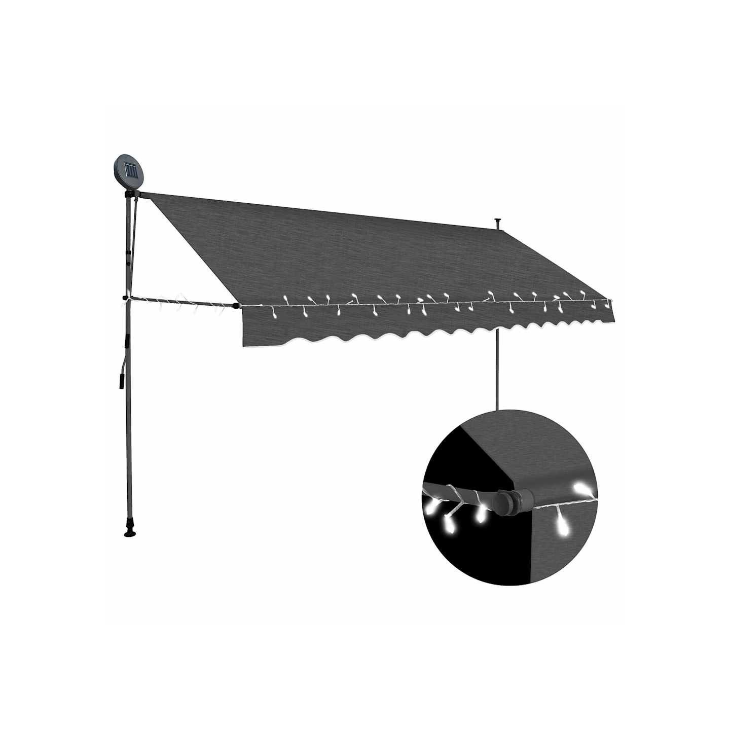 Auvent manuel rétractable avec LED 350 cm Anthracite