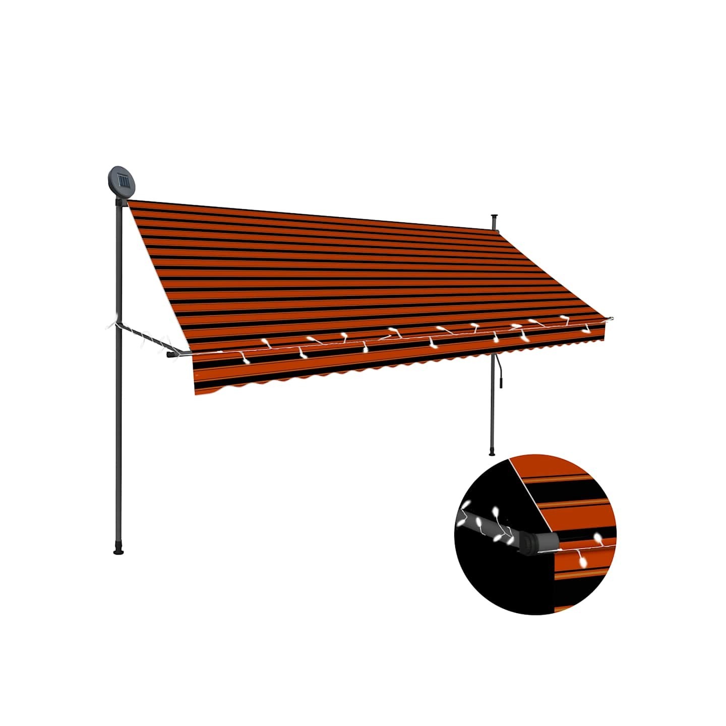 Auvent manuel rétractable avec LED 300 cm Orange et marron