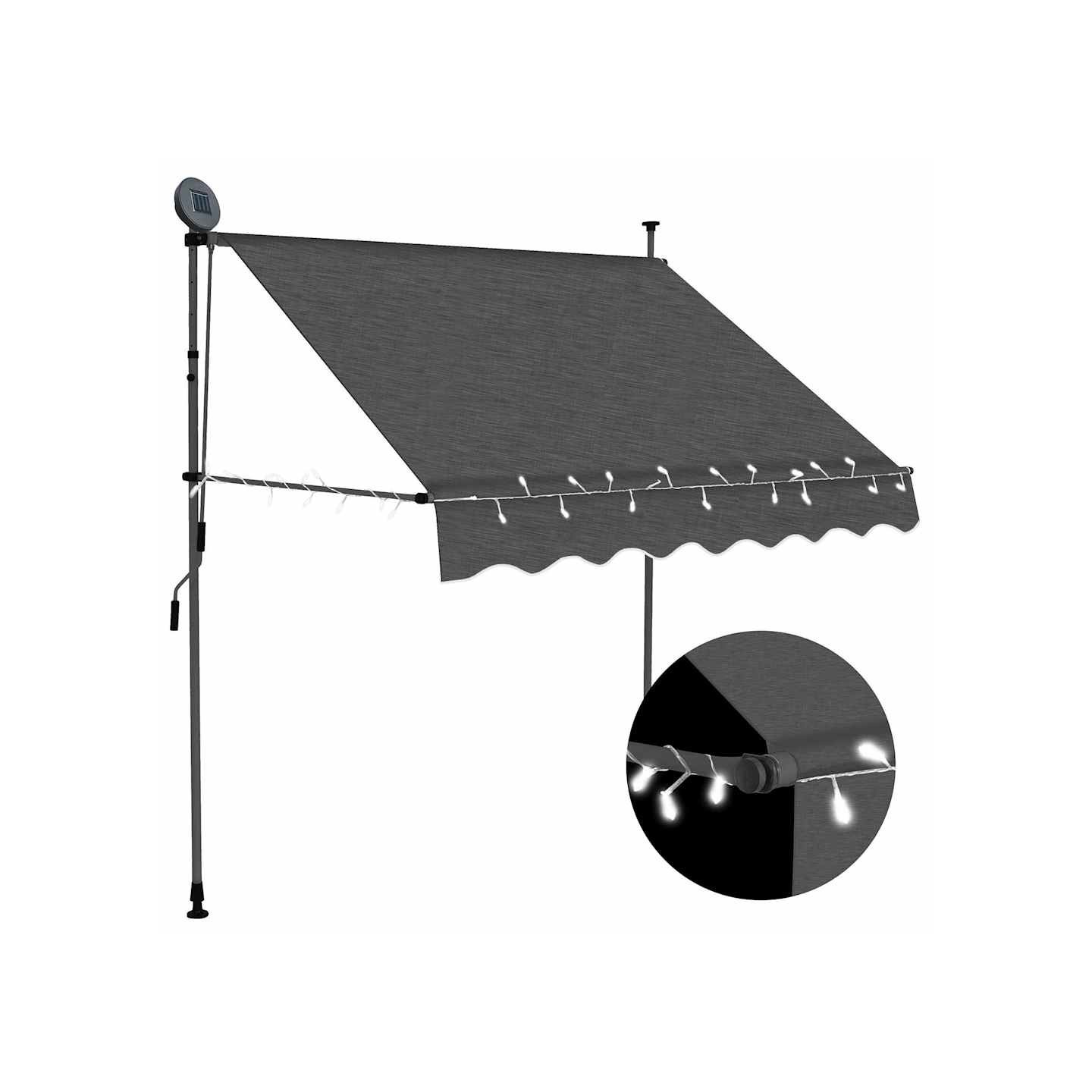 Auvent manuel rétractable avec LED 100 cm Anthracite