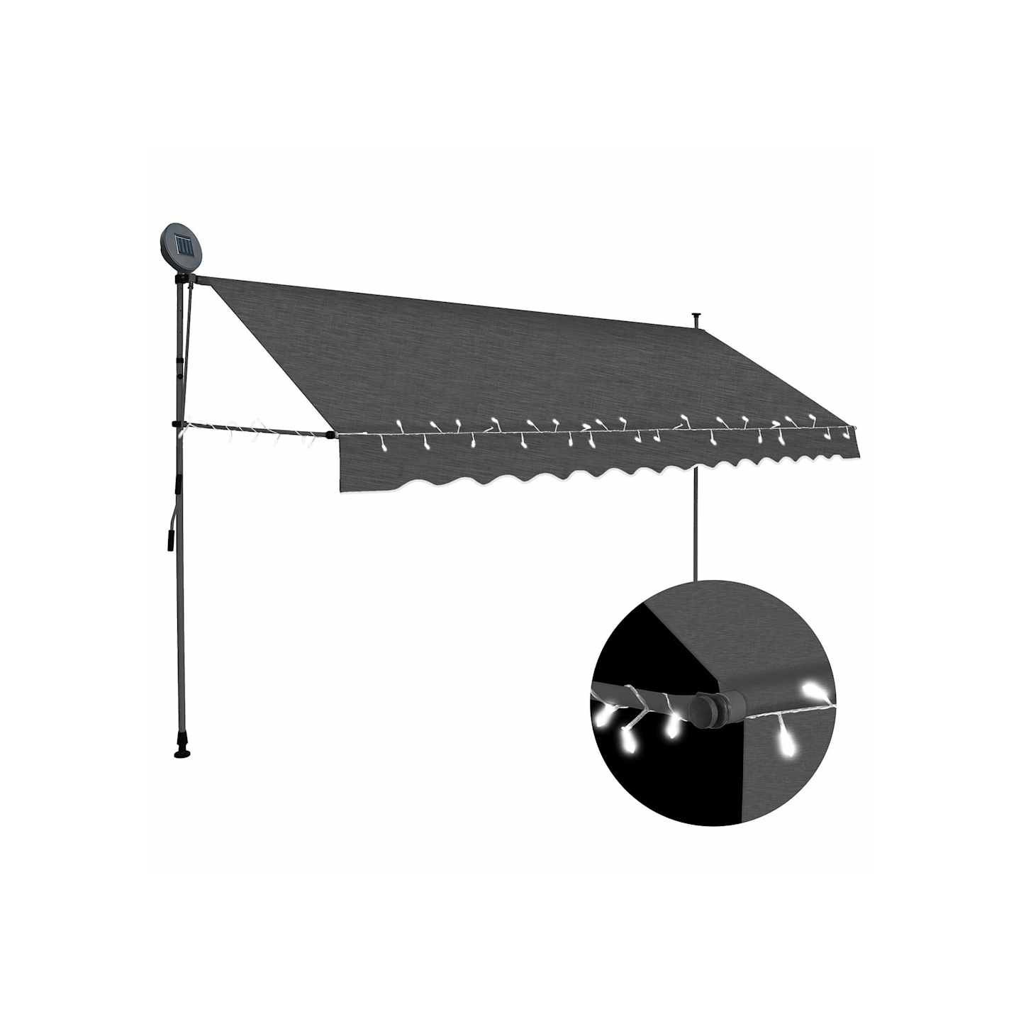 Auvent manuel rétractable avec LED 400 cm Anthracite
