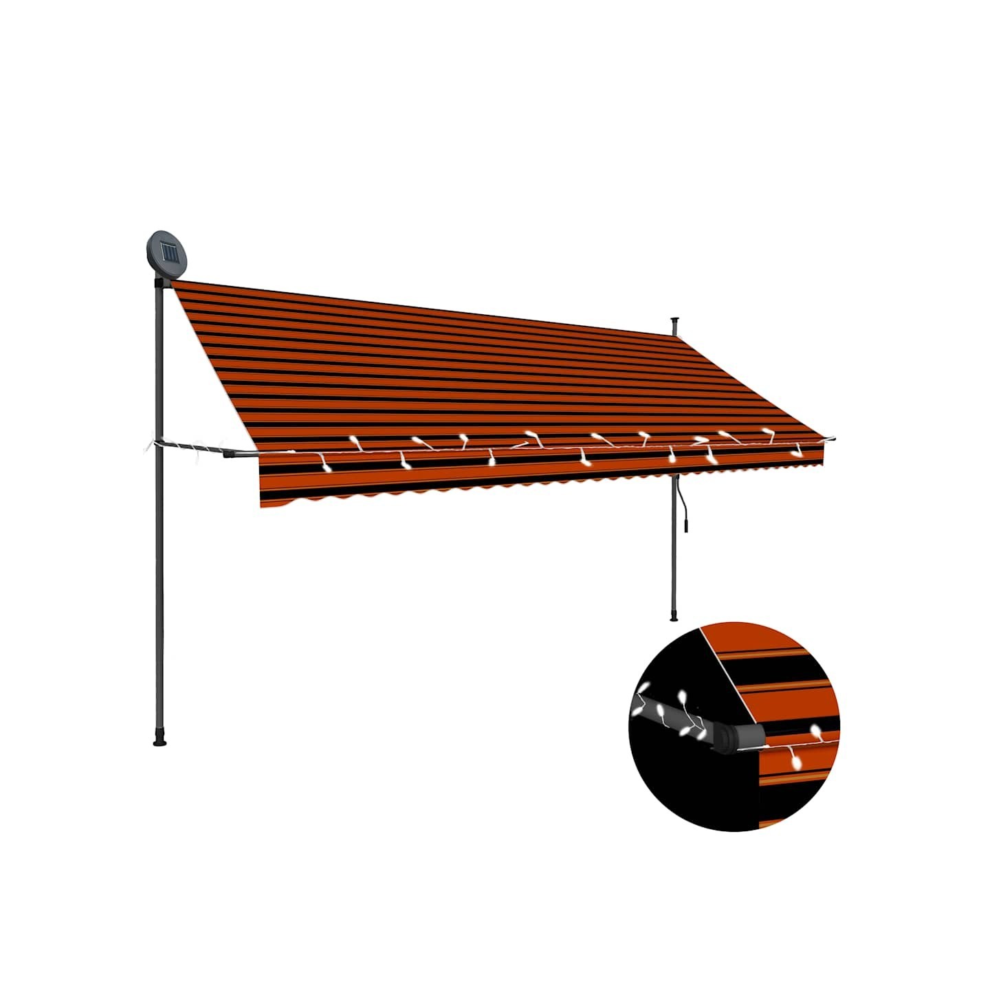 Auvent manuel rétractable avec LED 350 cm Orange et marron
