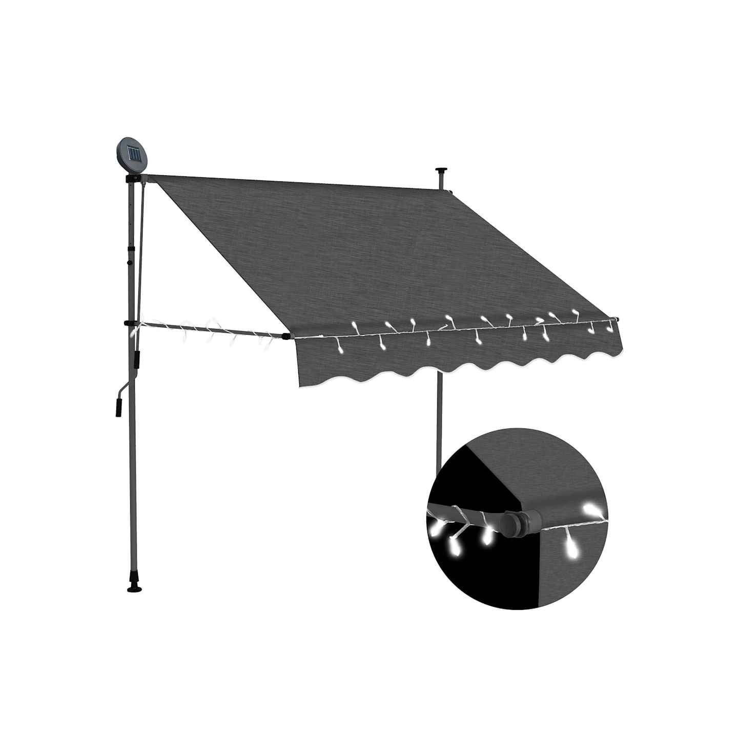 Auvent manuel rétractable avec LED 150 cm Anthracite