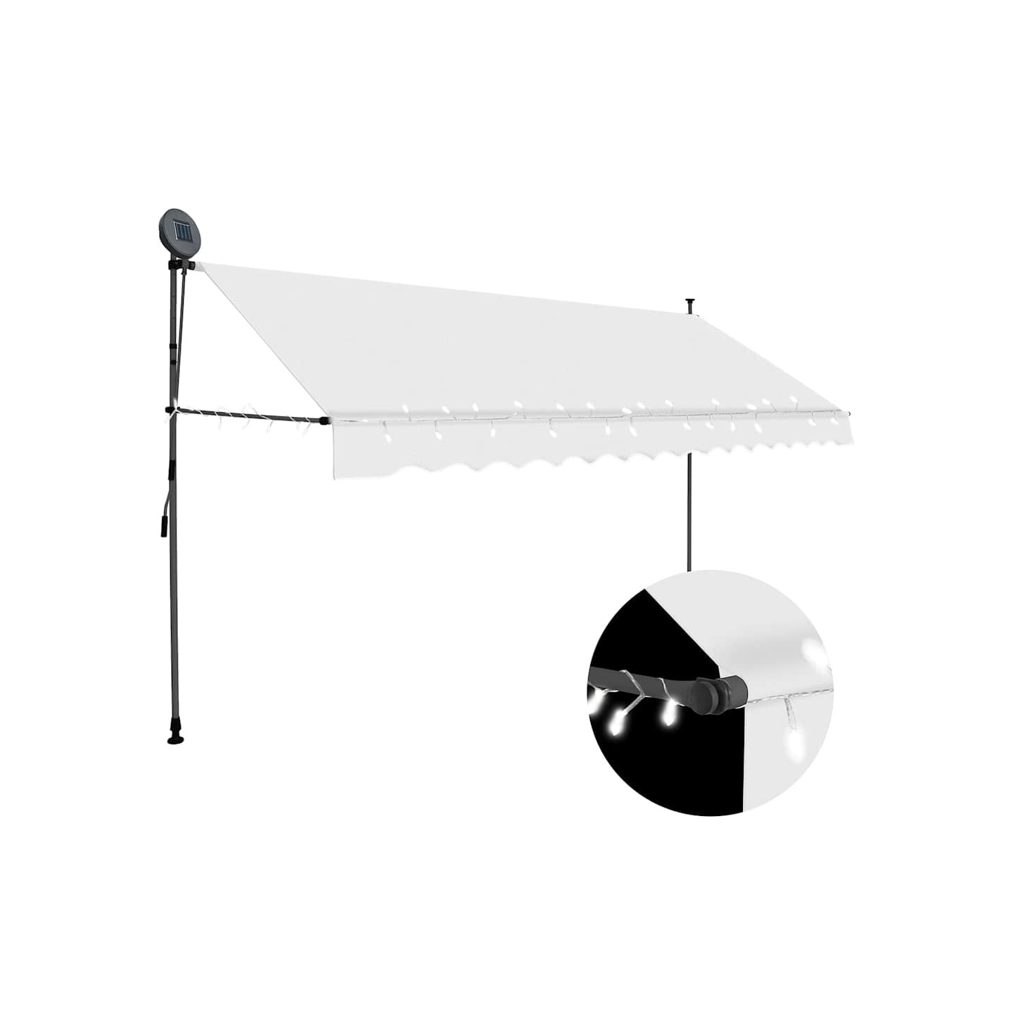 Auvent manuel rétractable avec LED 350 cm Crème