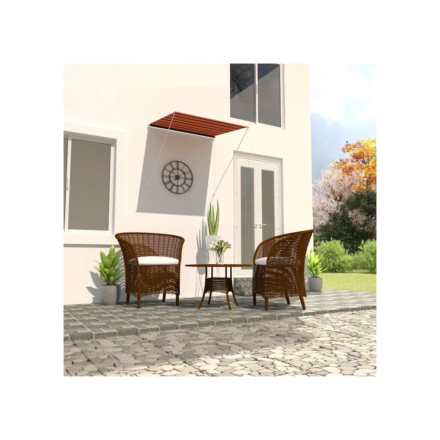 Auvent rétractable 150x150 cm Orange et marron