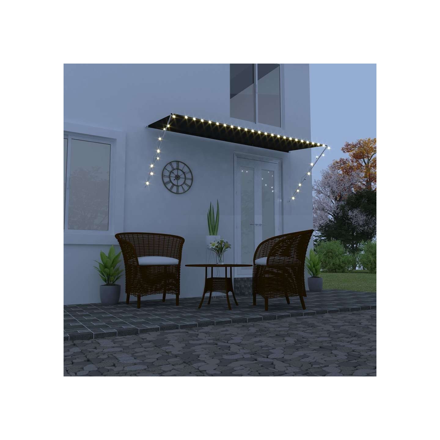 Auvent rétractable avec LED 350x150 cm Anthracite