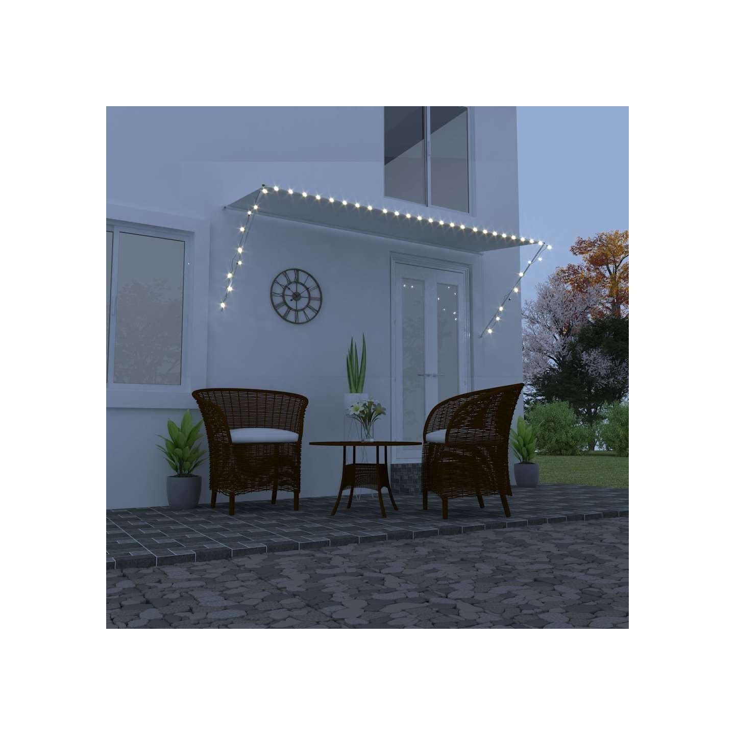 Auvent rétractable avec LED 350x150 cm Crème
