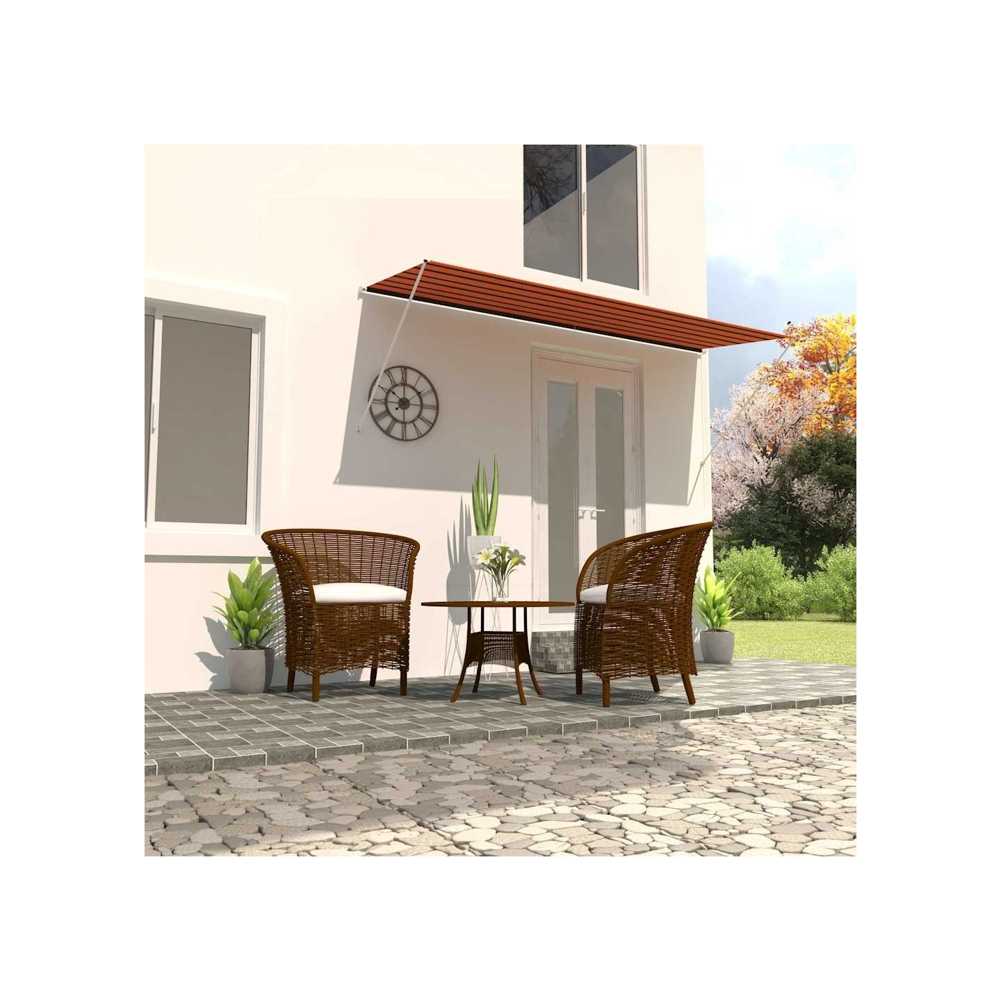 Auvent rétractable 350x150 cm Orange et marron