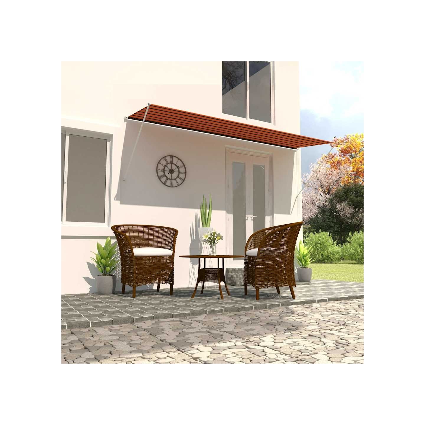 Auvent rétractable 400x150 cm Orange et marron