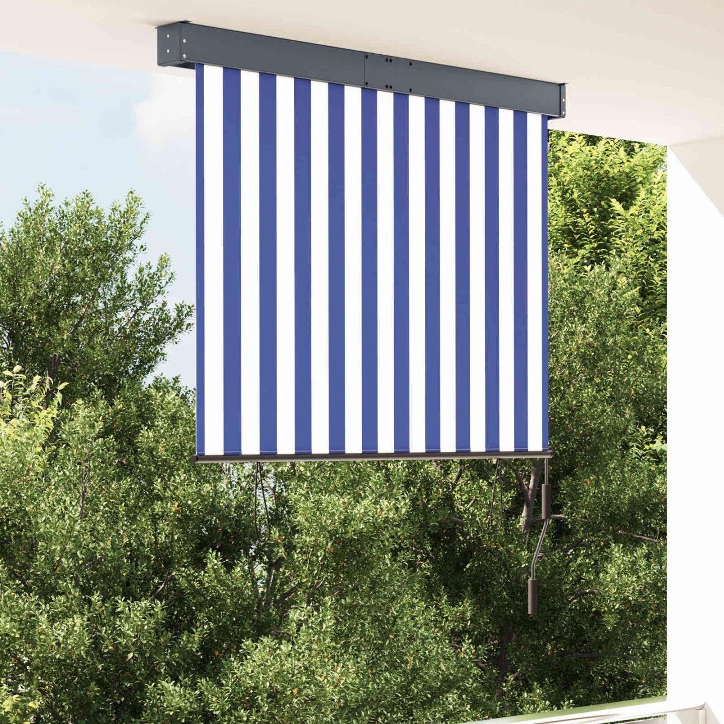 Store roulant d'extérieur 120x250 cm Bleu et blanc