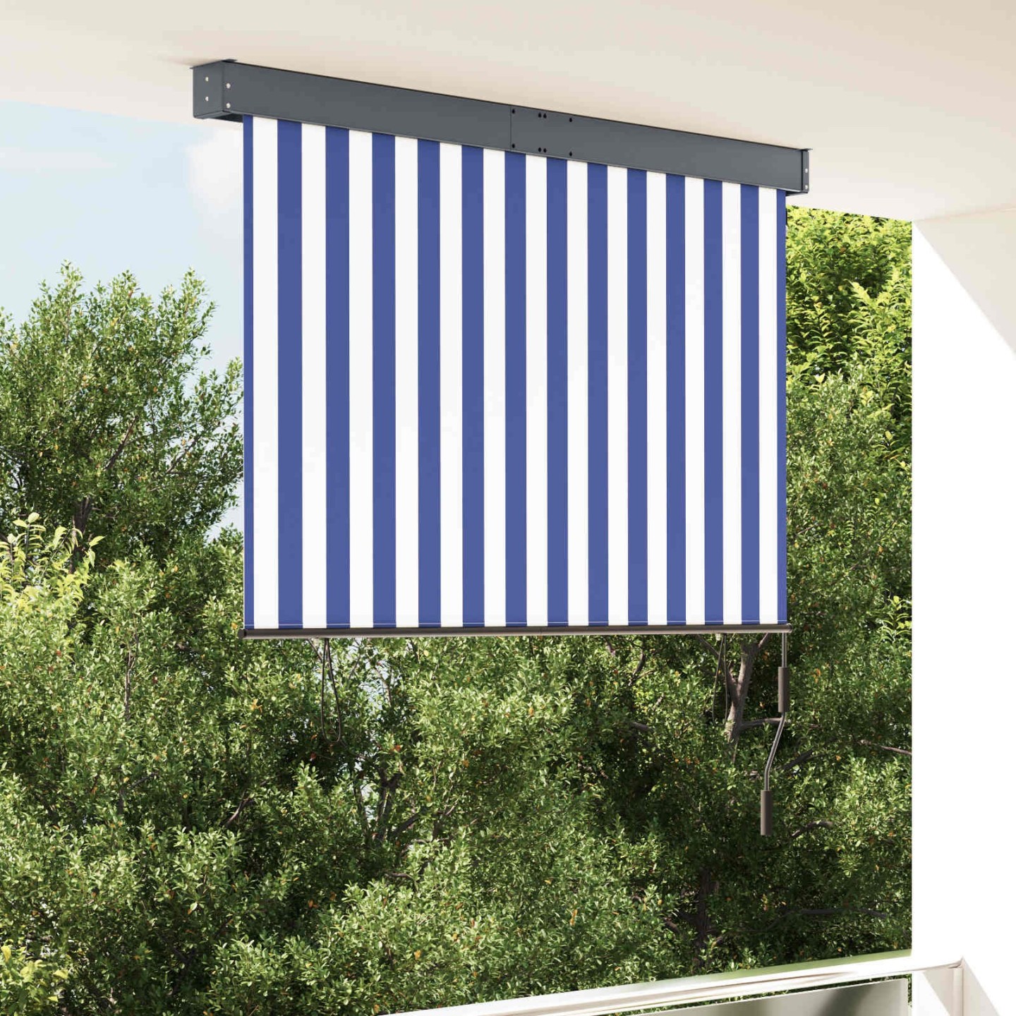 Store roulant d'extérieur 140x250 cm Bleu et blanc