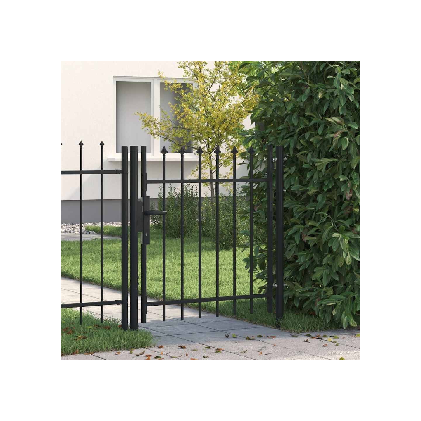 Portail de clôture BOXTEL une porte avec pointe 1x1 m noir