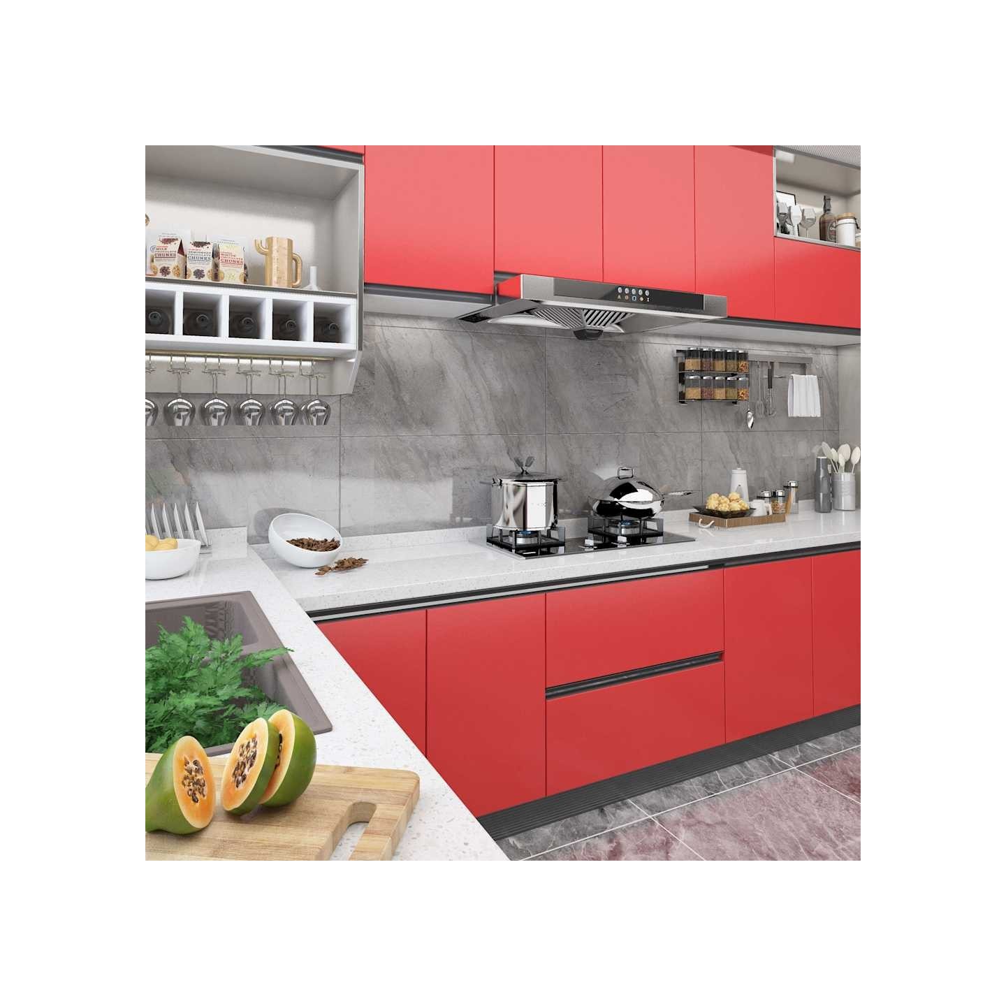 Film autoadhésif pour meubles Rouge 500x90 cm PVC