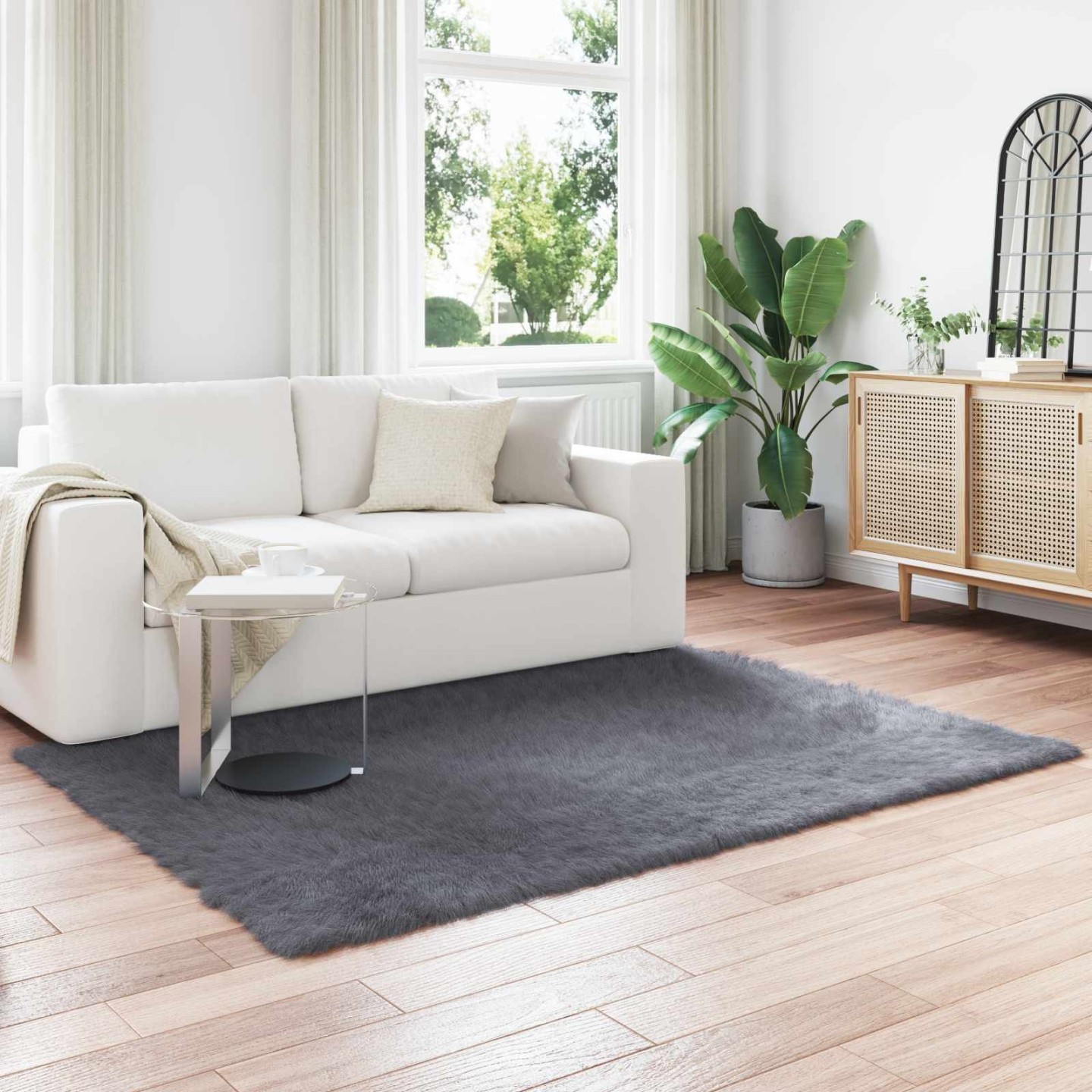 Tapis en fausse TAFALLA Anthracite 160 x 230 cm Polyester