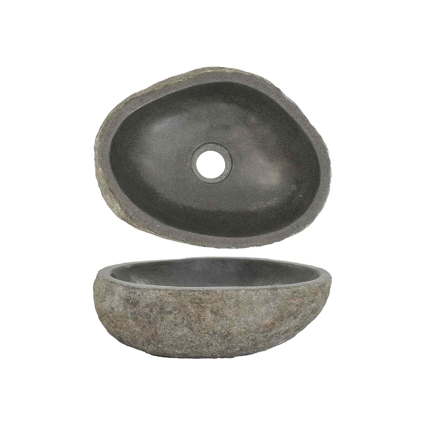 Lavabo en pierre de rivière ovale (29-38)x(24-31) cm