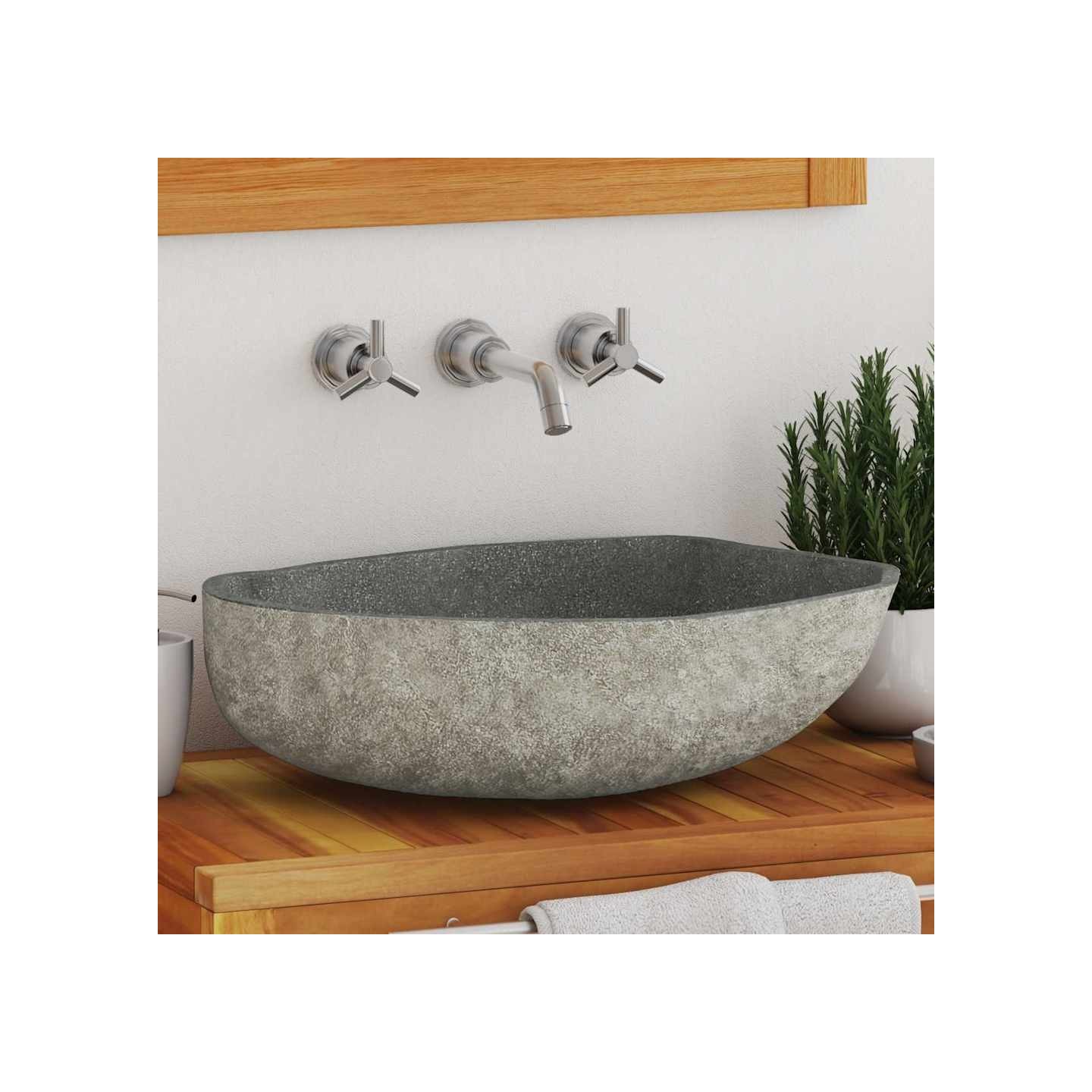Lavabo en pierre de rivière Ovale (45-53)x(34-41) cm