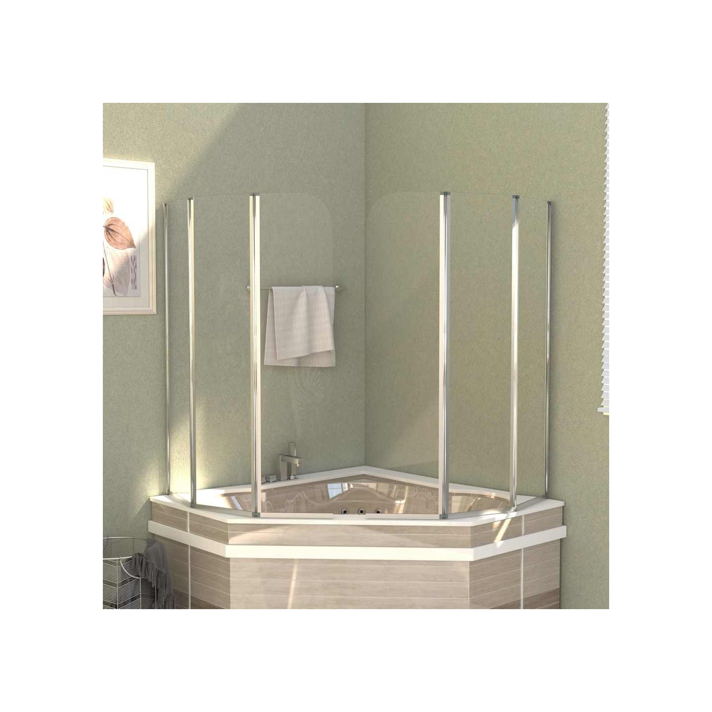 Enclos de bain 2 pcs 104x130 cm Verre trempé Transparent