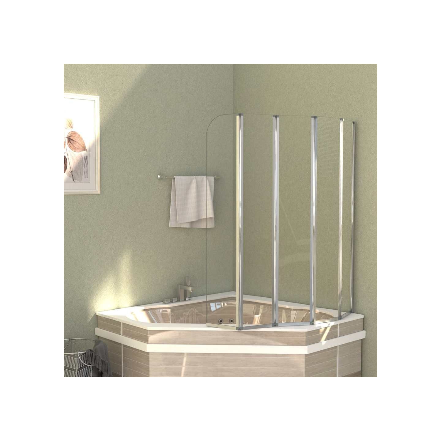 Enclos de bain 120x140 cm Verre trempé Transparent