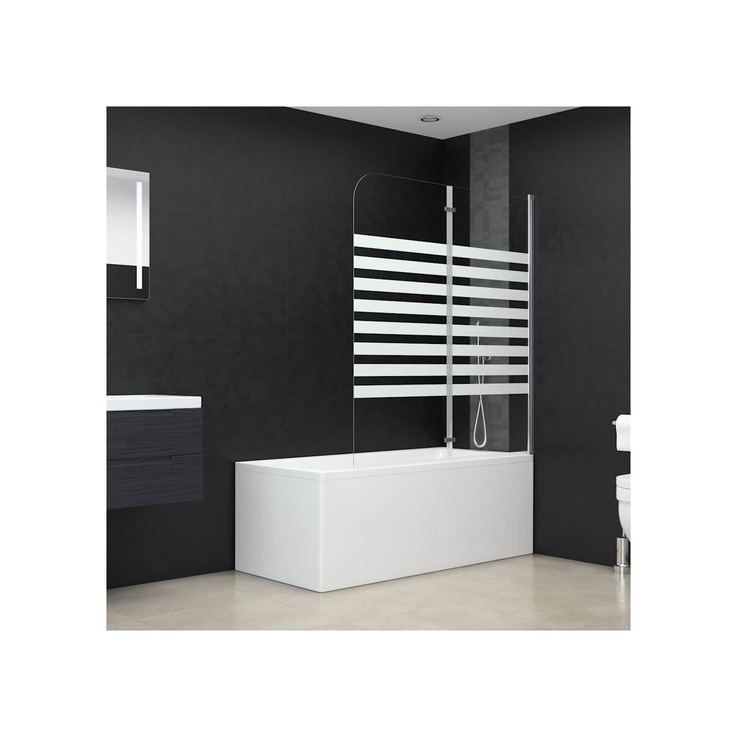 Enclos de bain 120x140 cm Verre trempé Rayures