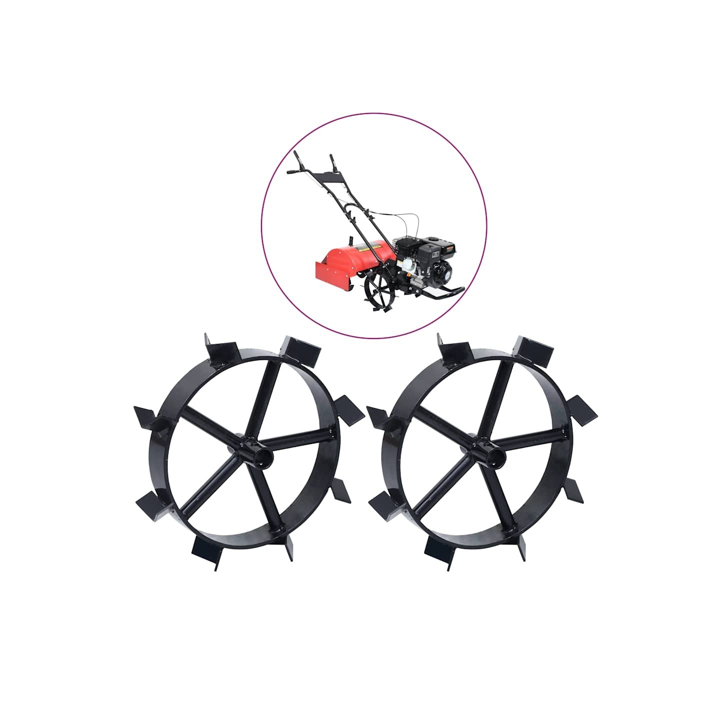 Roues métalliques pour cultivateur à essence 6,5 ch 2 pcs