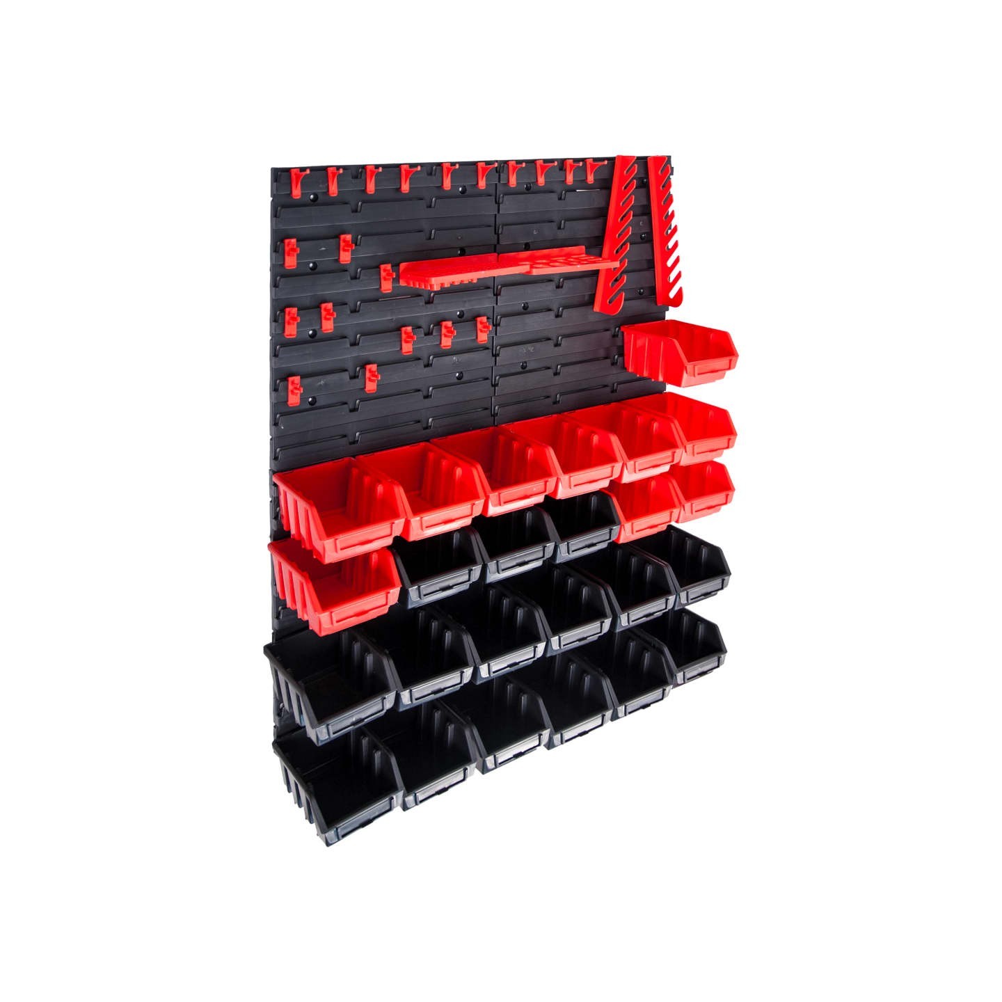 Kit de bacs de stockage et panneaux muraux 29 pcs rouge et noir