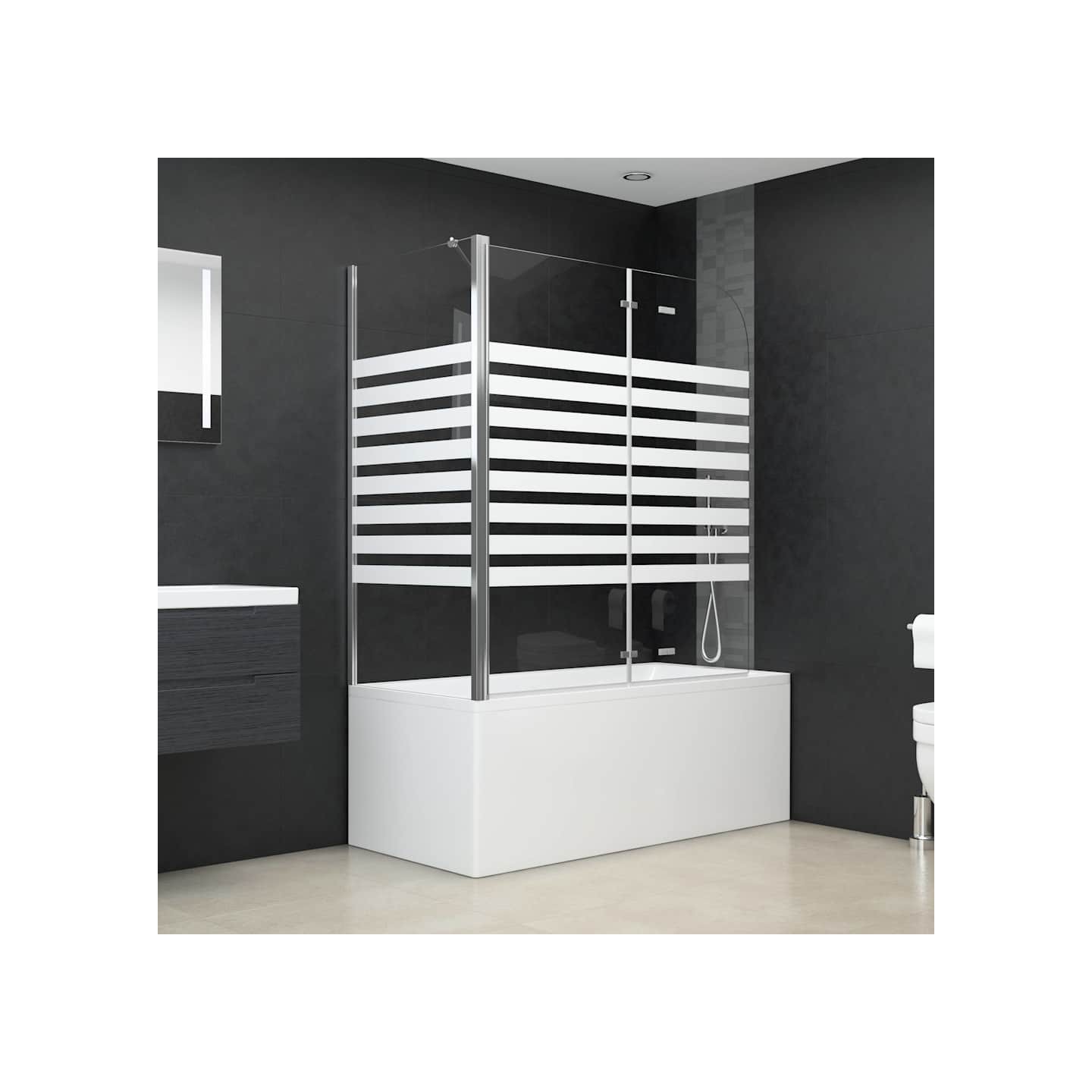 Enclos de bain 120x68x130 cm verre trempé rayures