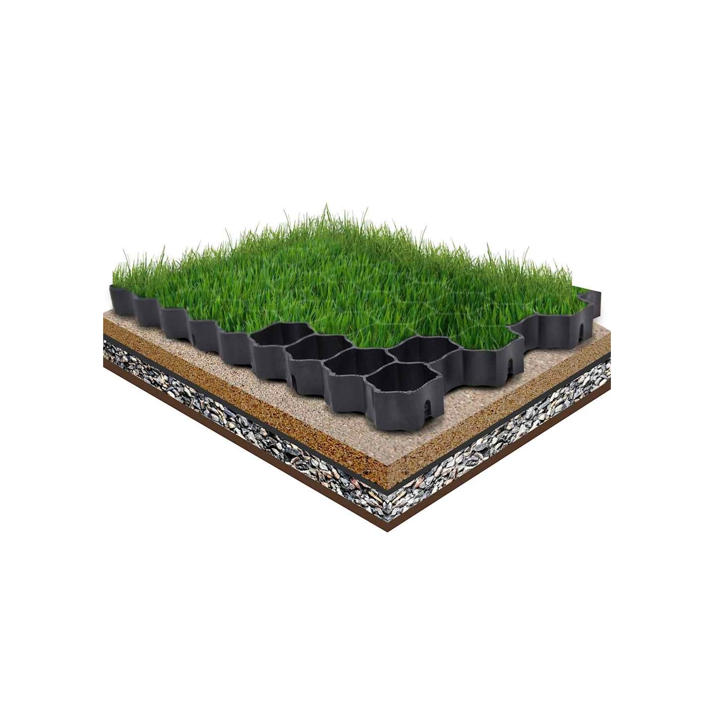 Grilles d'herbe 16 pcs noir 60x40x3 cm plastique