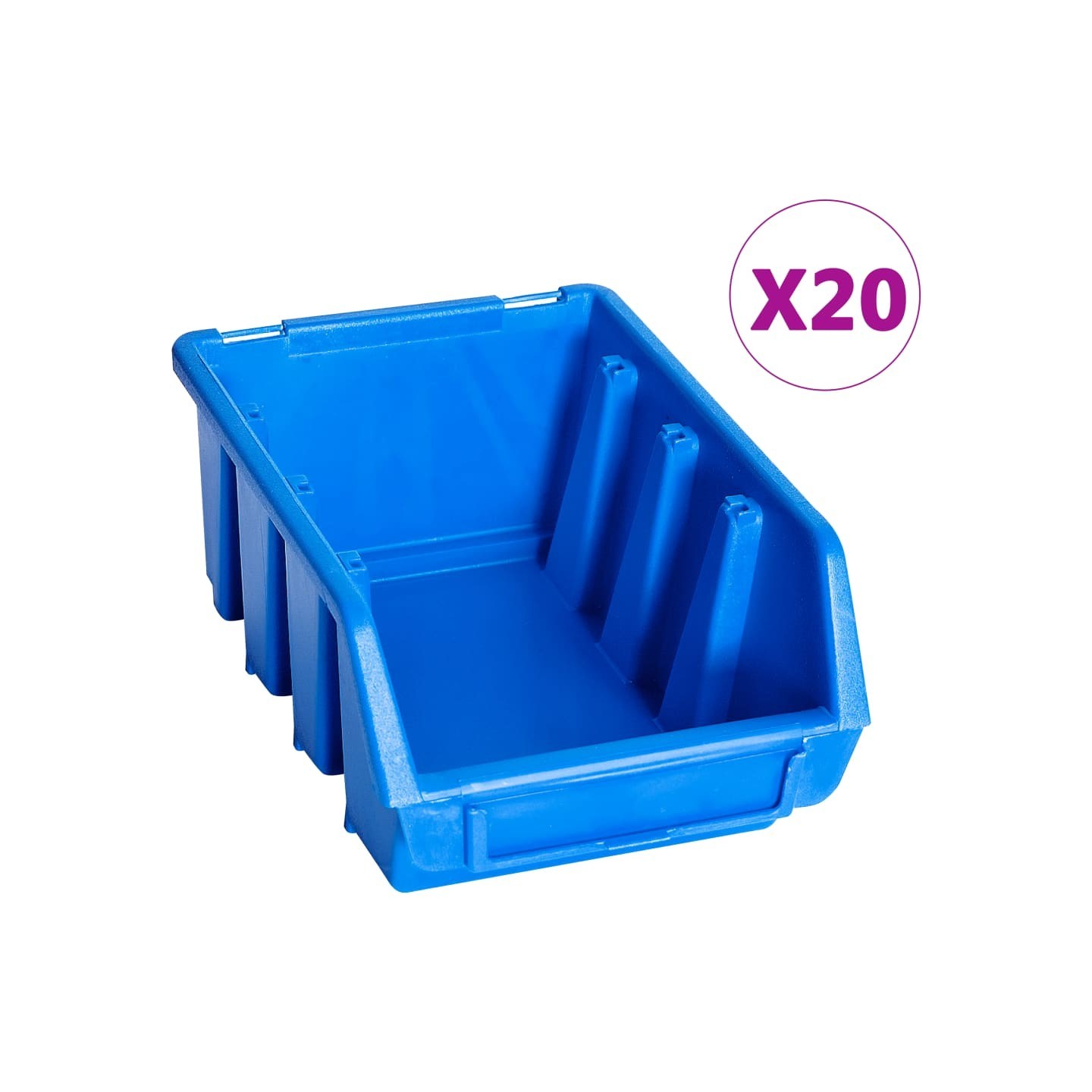 Bacs de rangement empilables 20 pcs bleu plastique