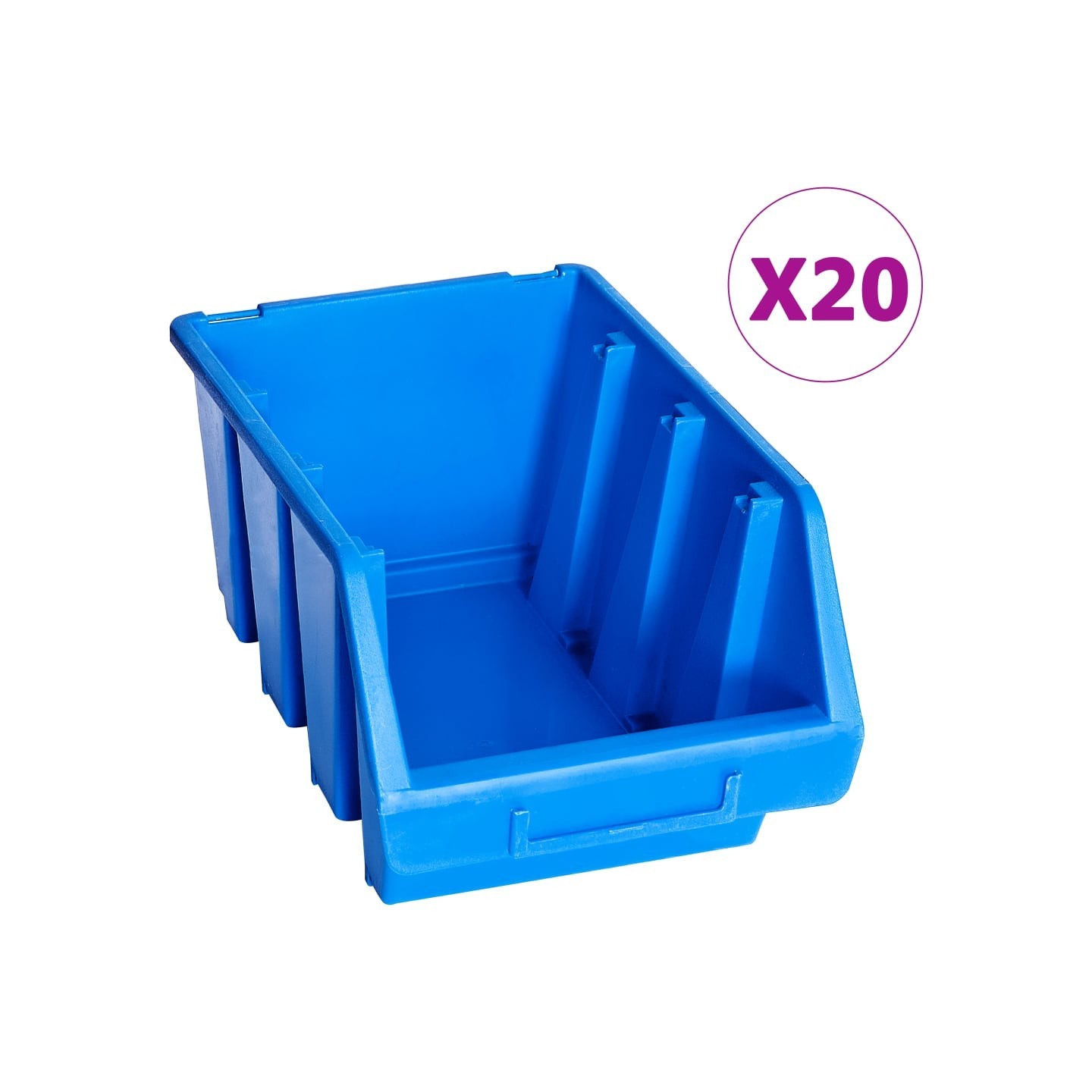 Bacs de rangement empilables 20 pcs bleu plastique