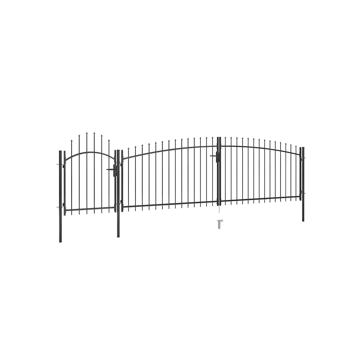 Portail de jardin Woerden avec pointe de lance 5x1,25 m noir