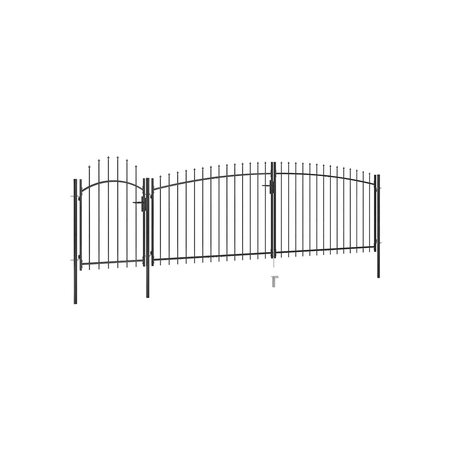 Portail de jardin Woerden avec pointe en forme de lance 5 x 1,5 m noir