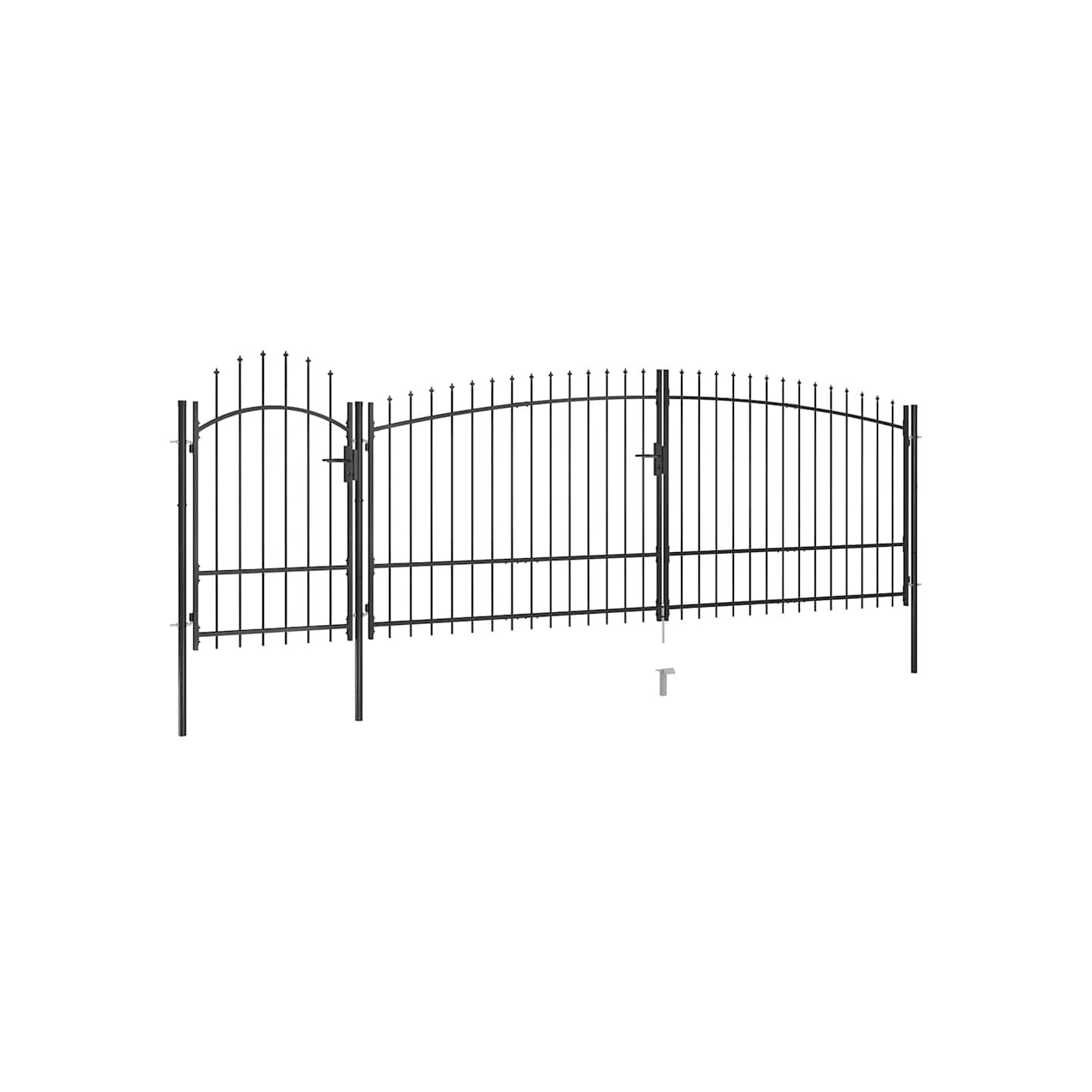 Portail de jardin Woerden avec pointe en forme de lance, 5 x 1,75 m, noir