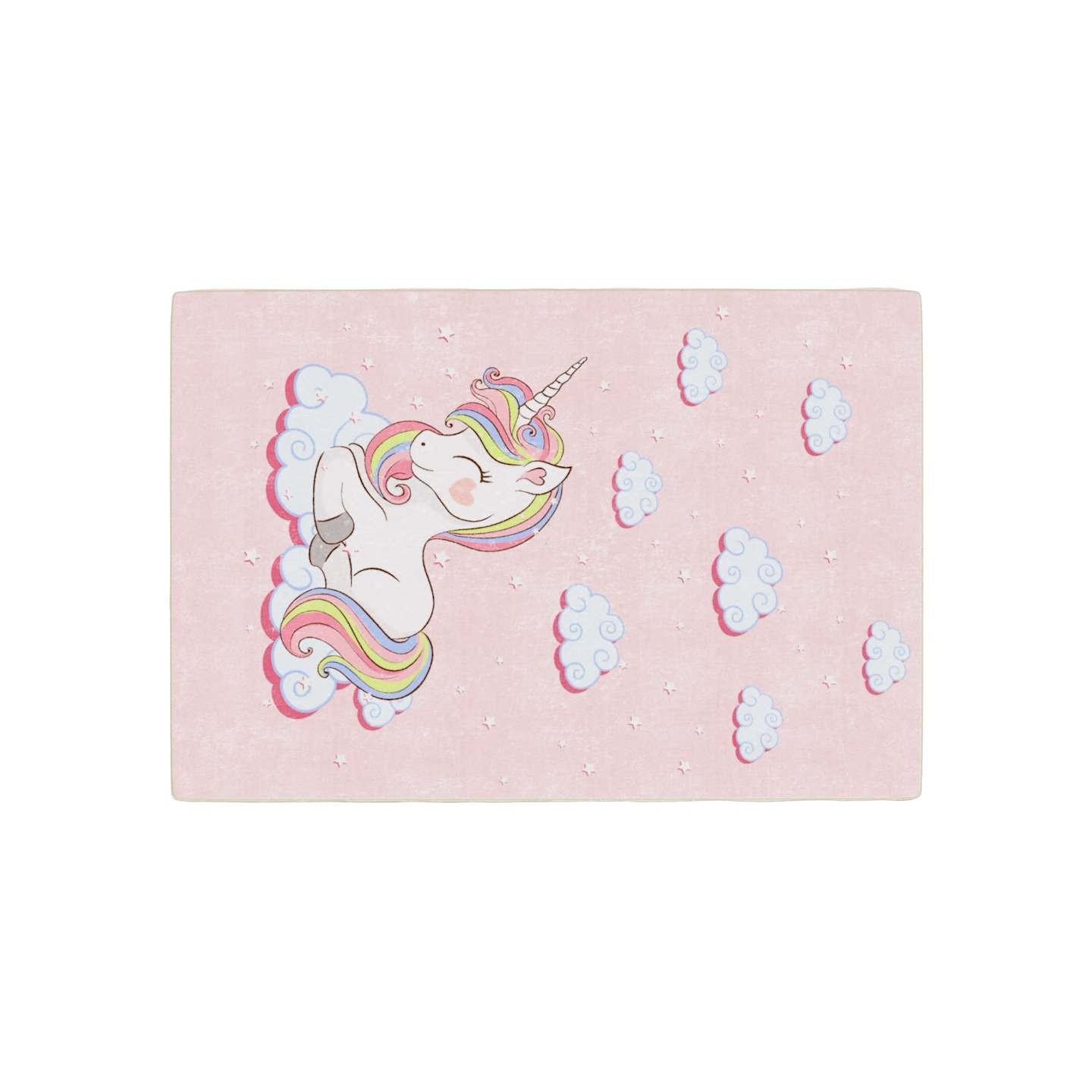 Tapis enfants rose 160x230 cm licorne lavable