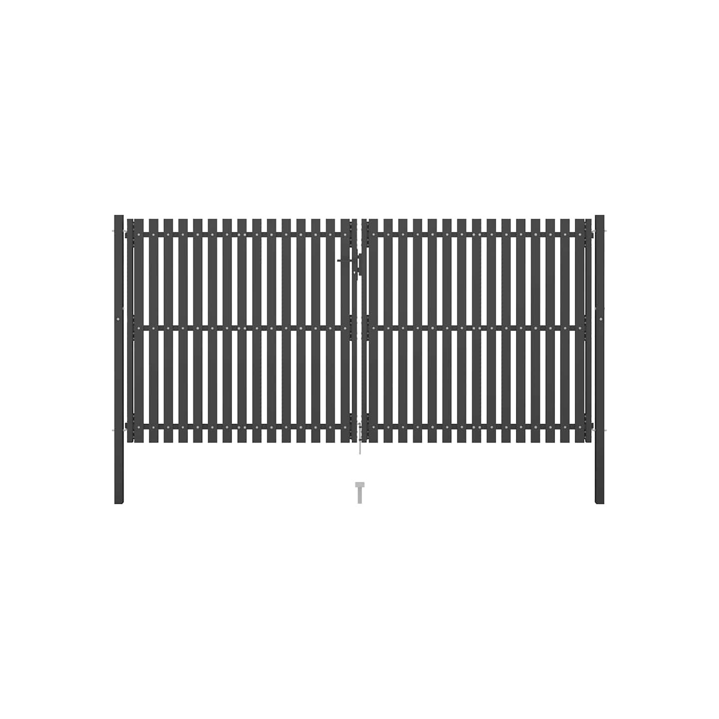 Portail de jardin en acier 400 x 175 cm anthracite