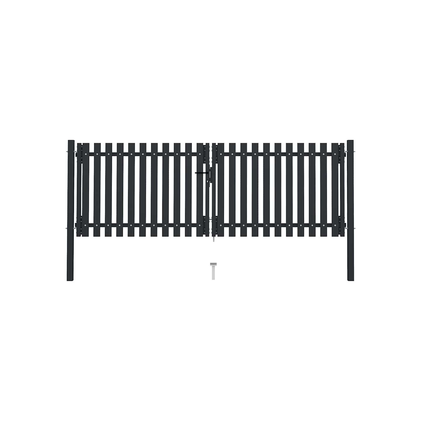 Portail double en acier 300 x 125 cm anthracite