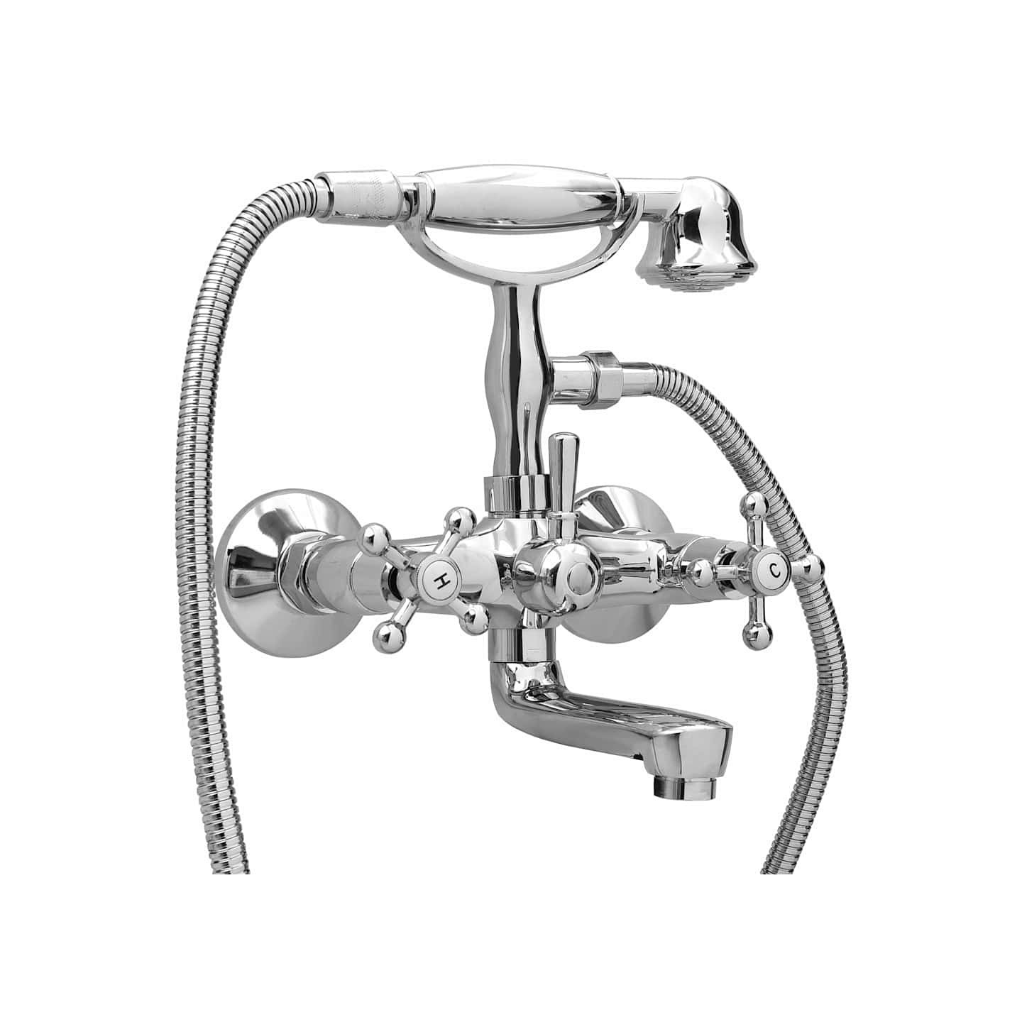 Robinet de baignoire à 2 poignées et déviateur de douche Chrome